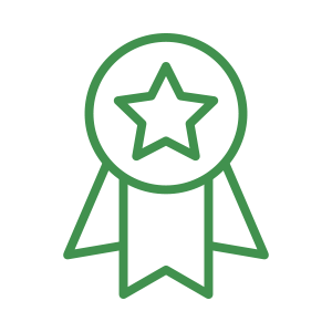 Green outline award badge