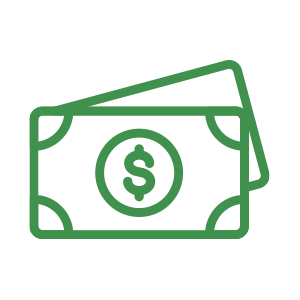 Green outline cash icon