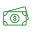 Green outline cash icon